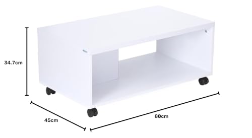 Image of Nilkamal Myra Wooden Center Table | Coffee Table with 1 Surface Top and 1 Shelf | Engineered Wood | Tea Table for Home, Living Room, Office | White | DIY(Do It Yourself)