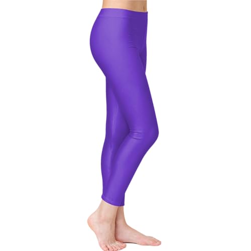Wildarms Leggings para niñas, Pantalones de Baile Brillantes para Uso Festivo para Yoga, Entrenamientos, Ropa Casual (FR/ES, Números, 36, Regular, Regular, Púrpura)