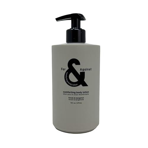For & Against Bergamot & Hinoki Body Lotion | No Nonsense Luxury Body Lotion With Long Lasting Scent | Fast Absorbing & Deep Hydrating Lotion For Smooth Skin | Clean Vegan | 16.9 Fl Oz (500ml)