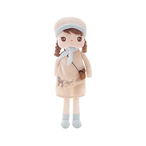 Gesuche 16" Exclusive New MeToo Princess Doll, Cute Pigtail-Girl with a Hat Plush Doll, Soft Dolls Baby Doll Girl Gifts, Non-Toxic Soft Skin-Friendly PP Cotton Plush Stuffed Angela Doll (Khaki) Cover