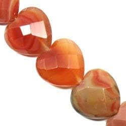 Carnelian Crystal Beads - 25mm Faceted Heart
