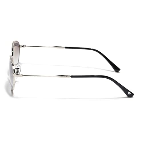 Image of Voyage Oval Polarized Sunglasses for Men & Women (Black Lens | Grey Frame - MG7625)