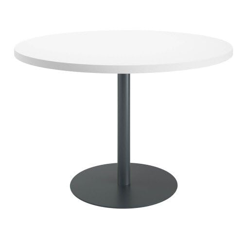 Générique Table de réunion Ronde Blanche Ø 120 cm - piétement Blanc - Arch (Anthracite)