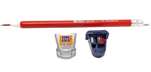 June Gold 2.0 mm Sharpener, Self-Contained Shavings, Portable, Color or Graphite Leads (2 Pack)