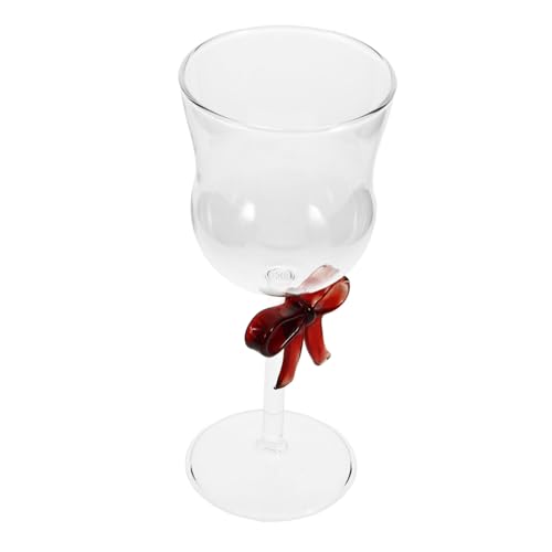 Unomor Elegant Red Wine Goblet with Bowknot Design Decorative Glass for Beverages for Year Birthdays Anniversaries