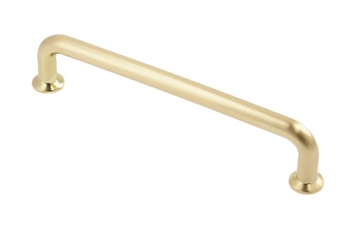 GTV - Möbelgriff NORD | Griff Griffe Möbelgriffe | Lange 14 6 cm| Bohrlochabstand 12 8 cm |ZnAl |Gold gebürstet