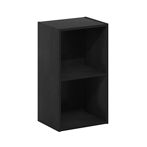 Image of Furinno PASIR Book Shelf, 2-Tier Modern Bookshelf, Open Shelves Bookcase 9 x 12 x 21, Easy Assembly, for Living Room, Bedroom, Home Office, Blackwood