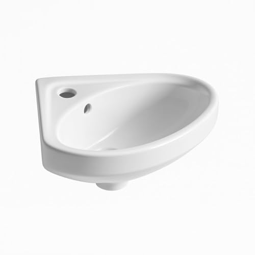 Barbottina Lavabo ad angolo in ceramica bianca, Larghezza 34 cm