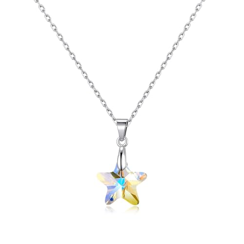 Image of Philip Jones Sterling Silver Aurora Borealis Star Necklace Created with Zircondia® Crystals