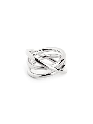 SINGULARU - Anillo Trinity. Latón Macizo con Acabado Baño en Rodio. Joyas para Mujer. Talla 14