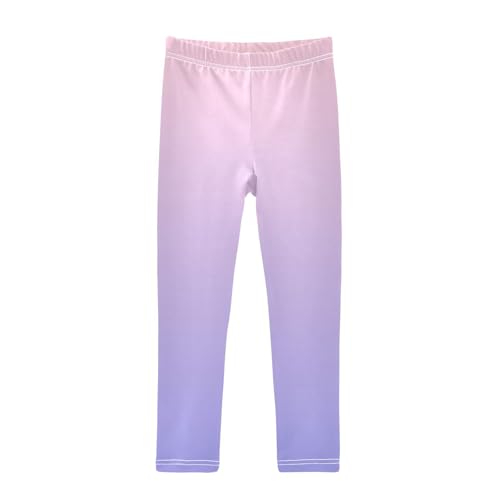 DOMIKING Purple Pink Gradient Girl's Leggings Pants Kids' Yoga Pants Stretchy Athletic Leggings Bottoms 4 Years