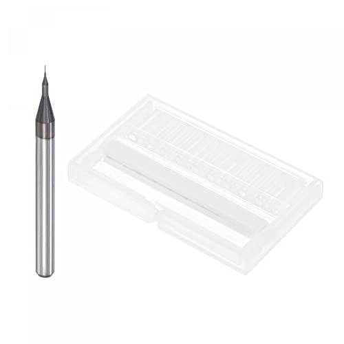 Image of uxcell End Mill CNC Router Bits, 0.2mm x 1mm 1 /8 inch Shank Diamond Film Coated Carbide Engraving Bit Milling Cutter Right Hand for PCB Plastic Fiber Wood 10pcs