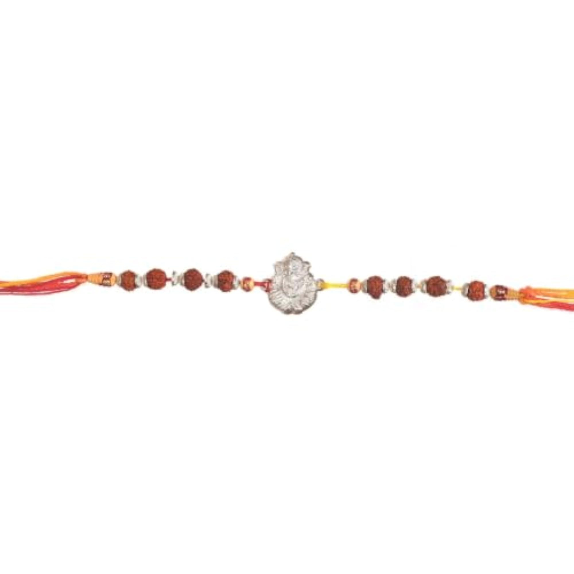 92.5 Sterling Silver Ganesha Rudraksha Rakhi for Brother