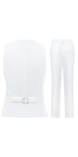 Effortless Elegance – Women's 2-Piece Business Suit, Sleeveless Vest, V Neck & High-Waisted Pants2