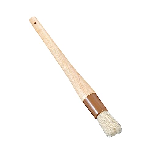 SOLUSTRE Round Long Handle Barbecue Brush Wool Basting Brush for Kitchen Baking Food Grade Utensil with Hanging for Easy Storage for Oil and Sauce Application