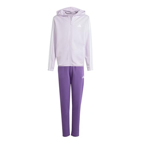 adidas Unisex Kinder ESSENTIALS 3 STRIPES TRACKSUIT, ice lavender/white, 11-12 Years
