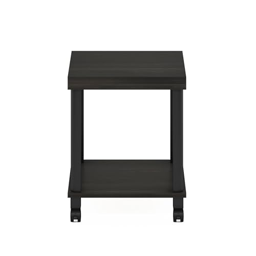 Image of Furinno Turn-N-Tube Classic 2-Tier End Table, Side Table with Casters, Espresso /Black