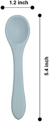 PandaEar Stay Put Silicone Suction Bowl| with Silicone Baby Spoon BPA Free| Babies Toddlers Infants (Blue)