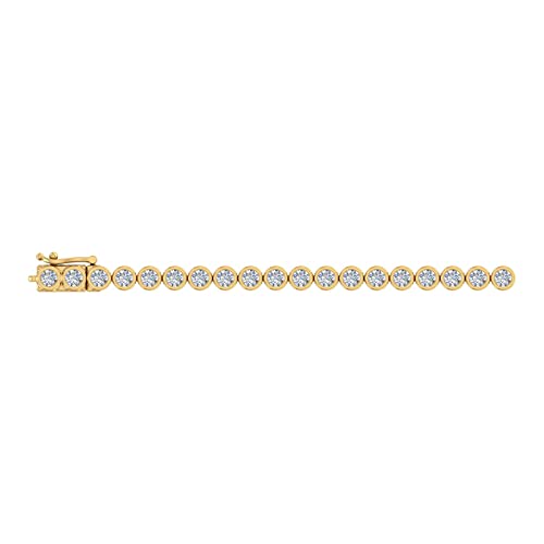 Finerock 5 Carat Bezel Set Diamond Tennis Bracelet In 10K Yellow Gold (7.5 Inch) #TOP1