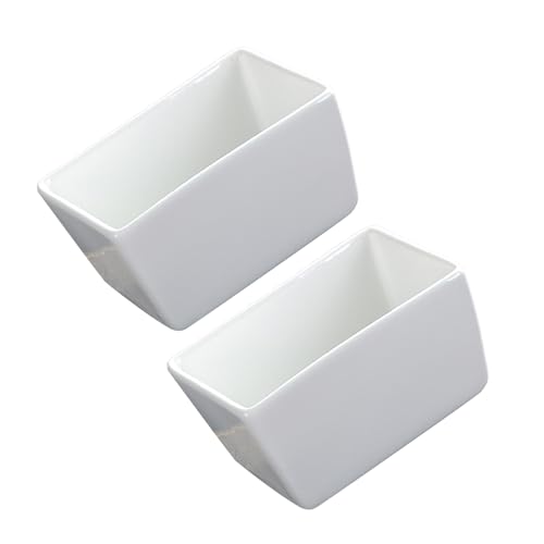 Generisch Ciotole per antipasti, ciotole in ceramica bianca, rettangolari, 2 pezzi, cubetti di zucchero, purè di patate, antipasti, salse di soia, ketchup