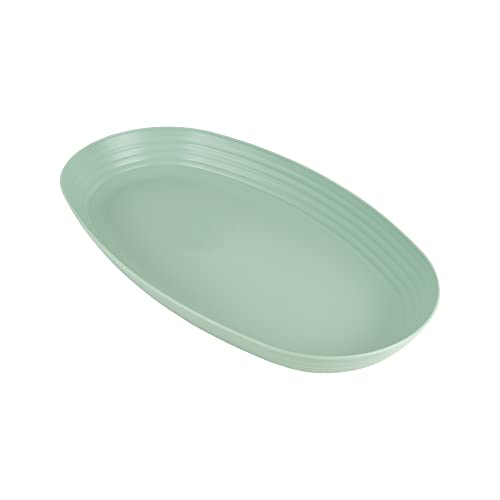 Cofan Fuente Ovalada Estilo Japonés | Pack de 6 Unidades o Unitario | Color Beige o Verde Agua | Medidas: 39 x 22 x 4,5 cm (Verde Agua, 1)