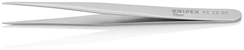 KNIPEX - 92 23 05 Tools - Precision Tweezers, Titanium, Anti-Magnetic, Acid-Proof, Stainless (922305), Silver, 4.75" - Image 2
