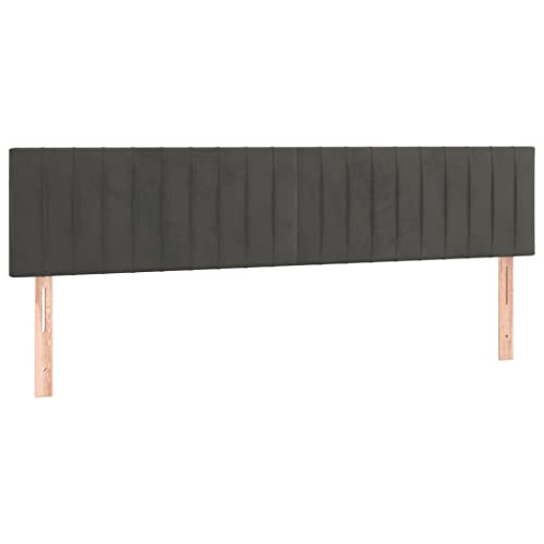vidaXL Cabecero con Luces LED Cabecero de Cama Cabezal Tapizado para Cama de Matrimonio Mueble Dormitorio Interior Terciopelo Gris Oscuro 180x5x78/88 cm