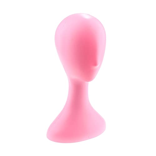 Wig Head Stand 1 Piece Female Abstract Egghead Mannequin Head Manikin Model Head with Long Neck Wig Hair Hat Cap Display Stand for Making Wig (Color : Pink)