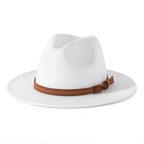 Image of Lisianthus Men & Women Vintage Wide Brim Fedora Hat | Classic Belt Buckle Decor, Adjustable Drawstring, Inner Breathable Sweatband, Timeless Style, Ideal for Travel & Daily