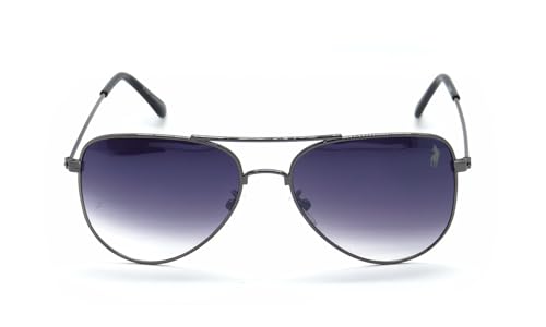 Óculos de Sol Aviador Unissex Polo London Club, Armação em Metal Stainless Stell (grafite)