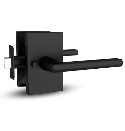 Image of Mega Handles Glamor Privacy, Lever & Lock Door Handle Set for Hallway, Closet and Bathroom, Keyless Lock, Heavy Duty Door Levers, Fits All Standard Door Sizes, Screws Included - Matte Black (1 Pack)