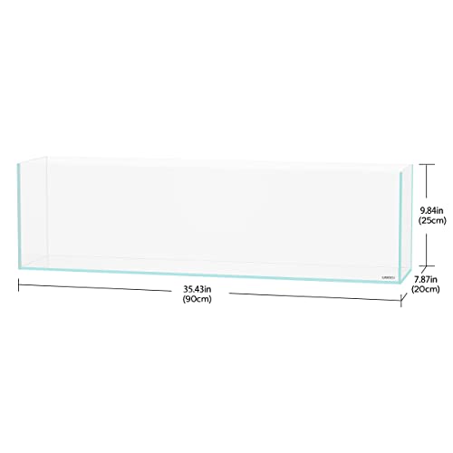 Image of LANDEN 90L 10.8 Gal Rimless Low Iron Aquarium Long Fish Tank, Bookshelf Aquarium, W35.4xD7.87xH9.84 in(90x20x25cm) 6mm Thickness with Black Nano Foam Leveling mat Included