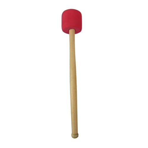 Baqueta para bombo ibasenice, 1 unidad, mango de madera, cabeza acolchada de caucho para notas graves reforzadas, color rojo