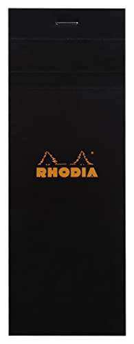 RHODIA 82009C, Stapled Notepad N°8 Shopping Black, 7.4x21 cm, Small Tiles, 80 Detachable Sheets, 80G Clairefontaine Paper