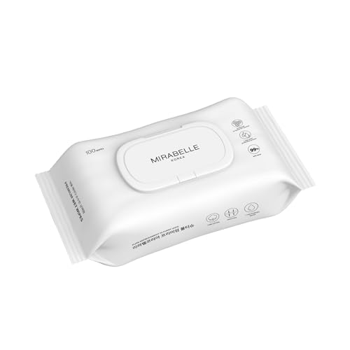 Mirabelle Korea Wet Wipes for Face with Lid – 100 wipes | 99% Pure Water, fragrance free | Makeup Remover Wipes | Hydrating & Refreshing | Korean Skincare | All Skin Types | Baby & Adult Safe