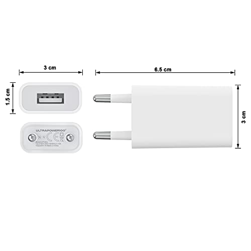 ultrapower100 CaricaBatterie Compatibile per iPhone 5 5C 5S 6 SE 6S 7 8 X XS XR XS, versioni Plus e Cavo