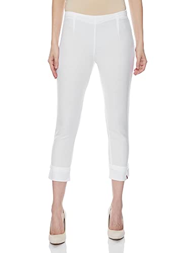 Image of BIBA Cotton Blend Solid Regular Casual Pants