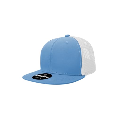 DECKY Youth 6 Panel High Profile Structured Cotton Trucker, Sky/White