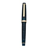 Jinhao 82 Fountain Pen - Acrylic Material Pen Barrel, Iridium Fine Nib with Ink Converter Smooth Writing Pen Classic Design Transparent Deep Sea Blue (Gold Trim, F)