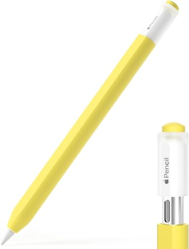 Image of Pencil Case for Apple Pencil (USB-C) 3rd Generation Silicone Protective Cover Sleeve, Supports Magnetic Attachment 3rd Gen (Yellow)