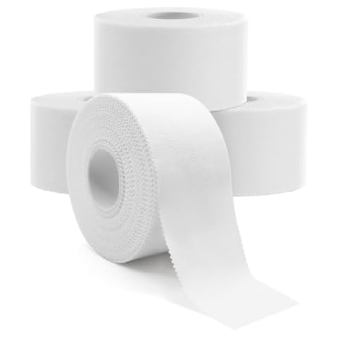 Dimora Athletic Tape | White Sports Tape (4 Pack) | Easy Tear, No Sticky Residue, Strong | Ideal for Athletes, Trainers, First Aid, Gymnastics, Boxing, Lacrosse, Hockey (1.5 in x 45 ft Each) Cover