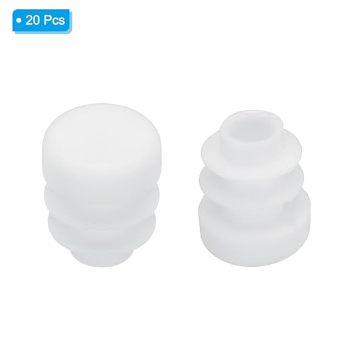 Image of PATIKIL 1 /2 inch Plastic Tubing End Caps, 20Pcs Round Hole Plug Insert for Round Iron Pipe Chair Leg Table Bookshelves Patio Furniture, White