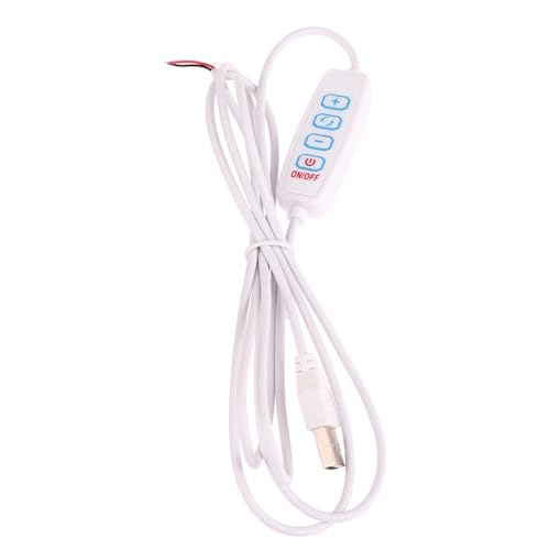 Cleiscry Variateur LED USB DC 5 V à intensité variable - Câble de 1,5 m - Modulateur de lumière - Lampe de table - Fil électrique (blanc)