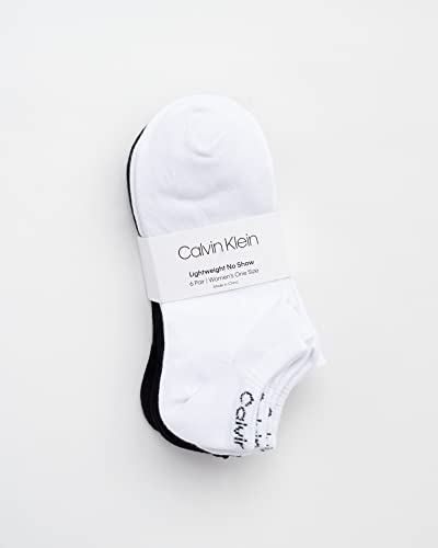 Image of Calvin Klein Womens No Show Socks - 6 Pack Non Slip Heel Lightweight Cotton Blend Low Cut Invisible Socks for Women