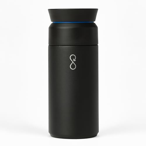 Ocean Bottle Brew Flask 350ml | Insulated Travel Flask for Hot & Cold Drinks | Recycled Stainless Steel | Sustainable, Eco Friendly Gift (Obsidian Black)