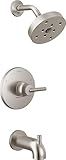 Delta Faucet Trinsic 14 Series Single-Function Tub and Shower Trim Kit with Single-Spray H2Okinetic Shower Head, Stainless T14459-SS (Valve Not Included)