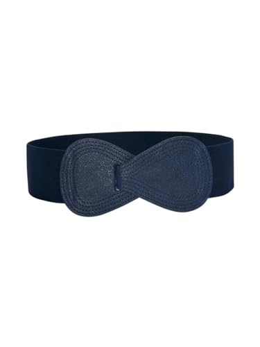 OYOANGLE Women's PU Leather Elastic Wide Belt Stretchy Waistband for Dress Fashion Cinch Belts