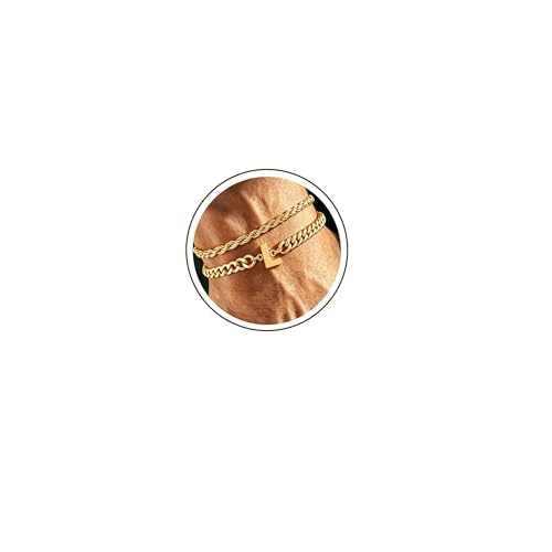Pulsera para Hombre Cadena Cubana Ajustable Dorada miniatura 1