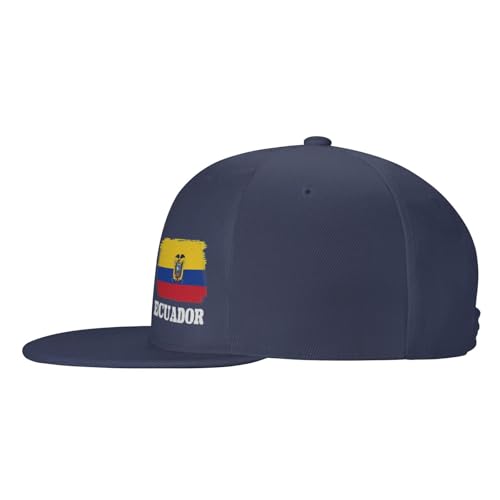 Funny Ecuadorian Ecuador Flag Snapback Hat Unisex Flat Brim Bill Baseball Cap Black4