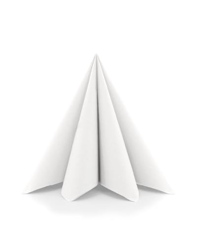 Sovie HORECA Serviette in Weiß aus Linclass® Eco, 40 x 40cm, 1/4 Falz, 50 Stück, hochwertige Einwegservietten in Stoffoptik für Gastronomie Hotel Catering und festliche Veranstaltungen